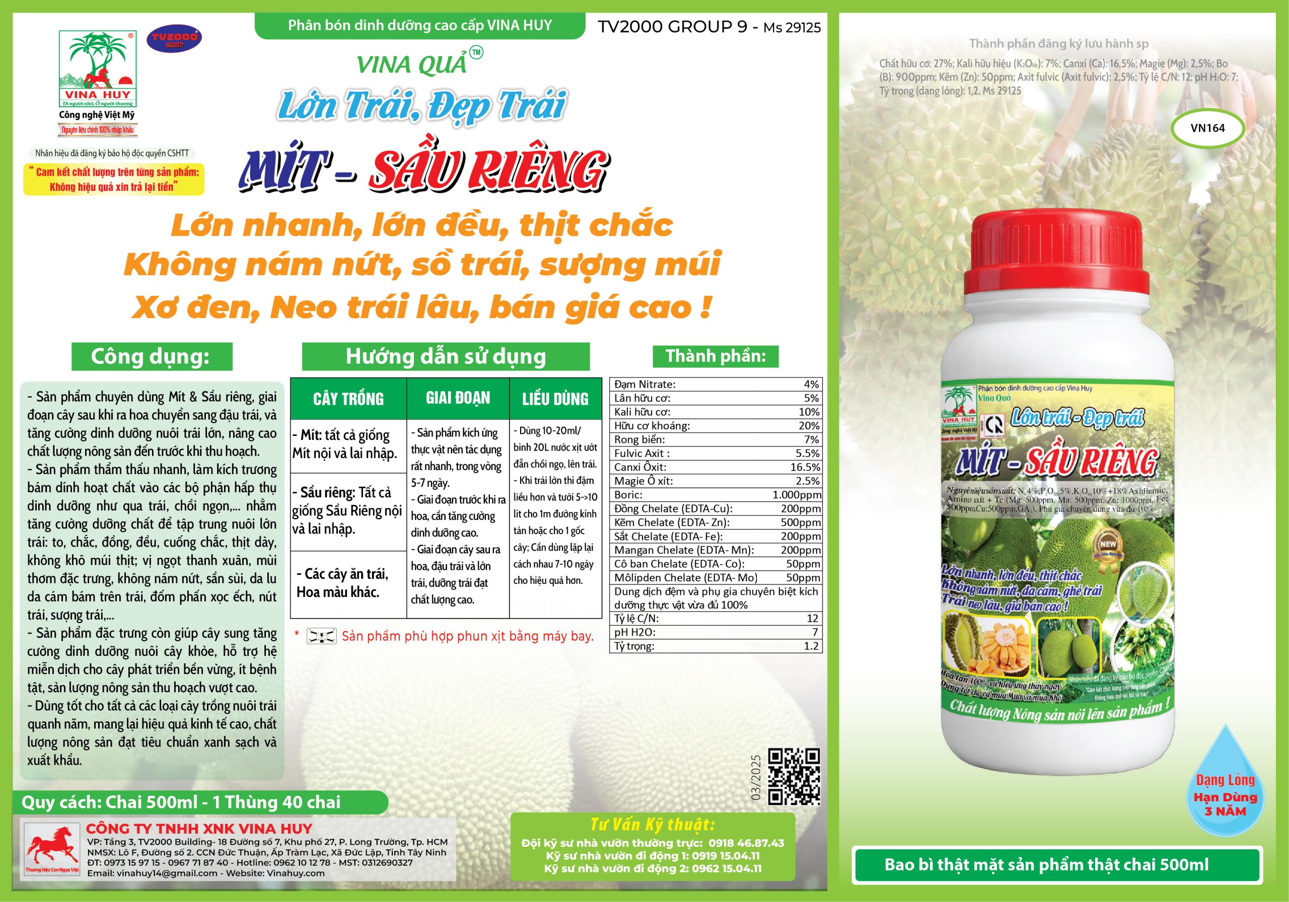 VINA QUẢ – LỚN TRÁI, ĐẸP TRÁI CHO MÍT, SẦU RIÊNG